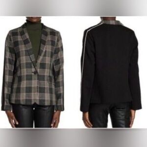 Dolce Cabo Black/Green Plaid Color block Jacket size medium